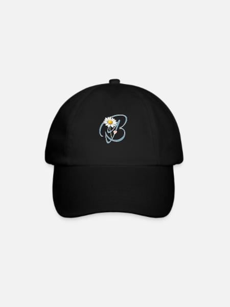 Buchstabe B Gänseblümchen Herz - Baseballkappe - Schwarz/Schwarz