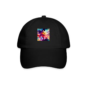 Bunter Hexagon-Rausch - Baseballkappe - Schwarz/Schwarz - Vorne