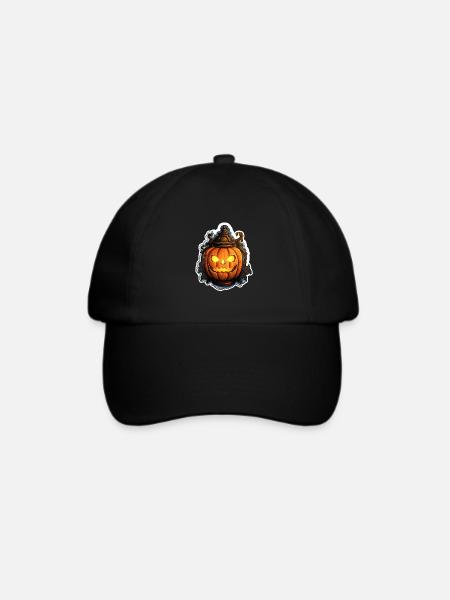Halloween Kürbislaterne2 - Baseballkappe - Schwarz/Schwarz