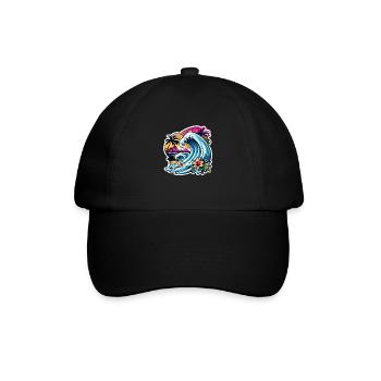Surfen Strand Palme Sonnenschein Urlaub - Baseballkappe - Schwarz/Schwarz - Vorne