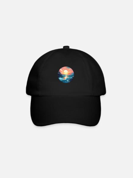 Sonnenuntergang am Meer - Baseballkappe - Schwarz/Schwarz