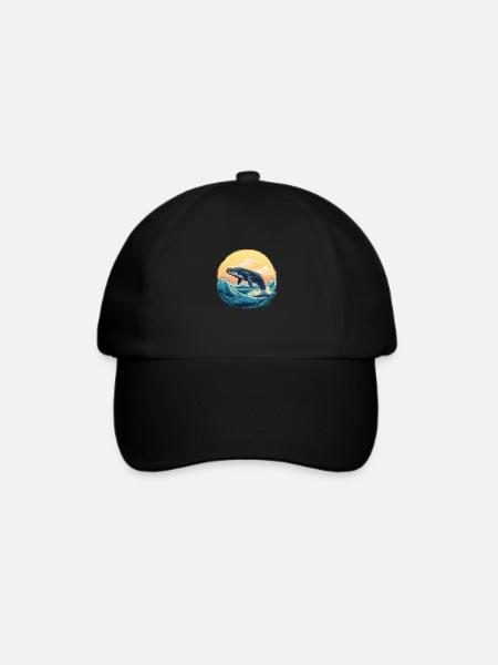Wal bei Sonnenuntergang - Baseballkappe - Schwarz/Schwarz
