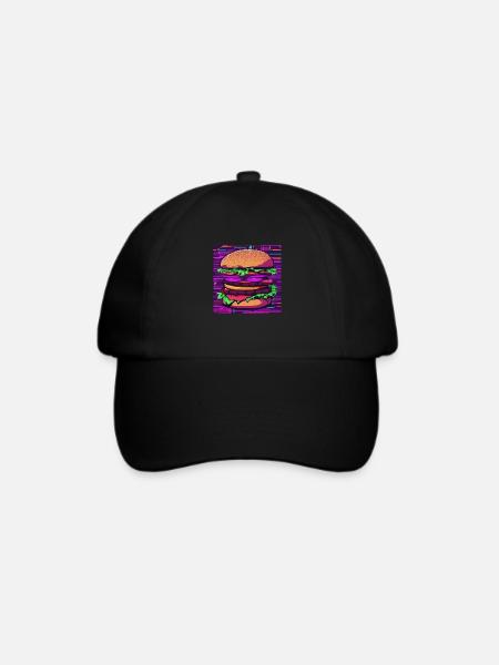 Neon Burger - Baseballkappe - Schwarz/Schwarz