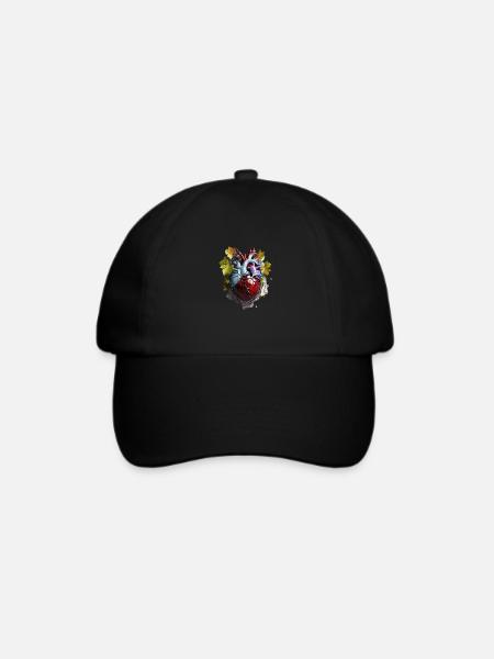 Weintrauben Herz - Baseballkappe - Schwarz/Schwarz
