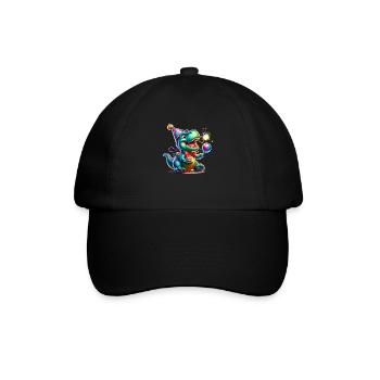 Party Dino - Baseballkappe - Schwarz/Schwarz - Vorne