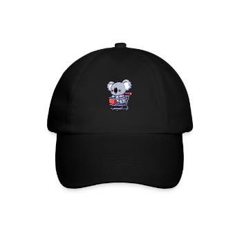 Süßer Koalabär im Einkaufswagen - Baseballkappe - Schwarz/Schwarz - Vorne