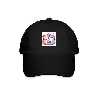 Sweet Kitties am kuscheln mit Herzchen - Baseballkappe - Schwarz/Schwarz - Vorne