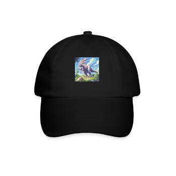 Dinosaurier - Baseballkappe - Schwarz/Schwarz - Vorne