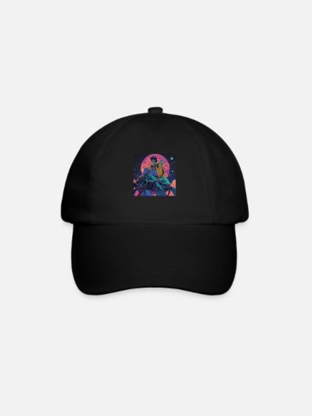 80er Jahre Anime Teen Beruhigender Hochwertiger Modedruck - Baseballkappe - Schwarz/Schwarz