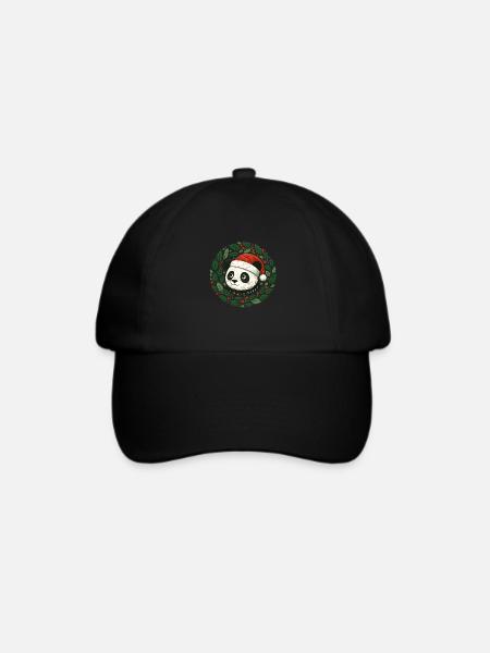 Weihnachts-Pandabär - Baseballkappe - Schwarz/Schwarz