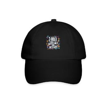 Geschenk Geburt drittes Kind drei kinder Humor - Baseballkappe - Schwarz/Schwarz - Vorne