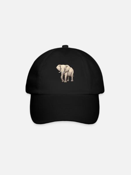 Elefant Tier - Baseballkappe - Schwarz/Schwarz