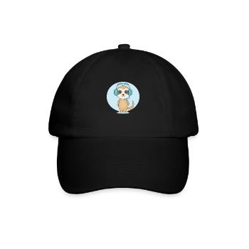 Erdmännchen mit Headset - Baseballkappe - Schwarz/Schwarz - Vorne