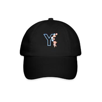 Blauer Buchstabe Y Bär - Baseballkappe - Schwarz/Schwarz - Vorne