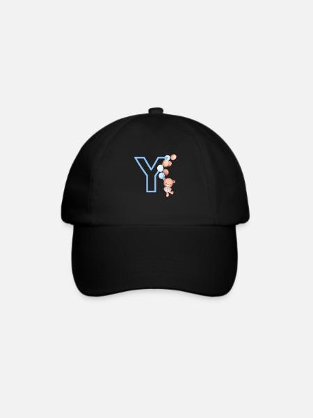Blauer Buchstabe Y Bär - Baseballkappe - Schwarz/Schwarz