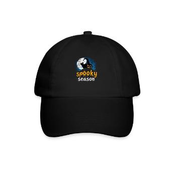 Gruselige Jahreszeit Halloween Design – Hexe, Katze & Jack - Baseballkappe - Schwarz/Schwarz - Vorne