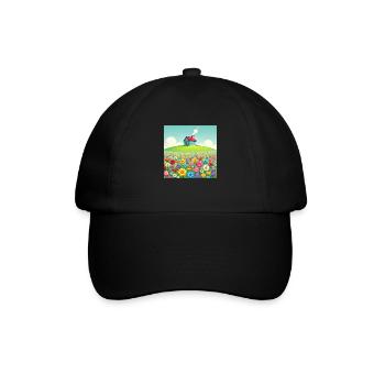 Das Häuschen auf der Blumenwiese - Baseballkappe - Schwarz/Schwarz - Vorne