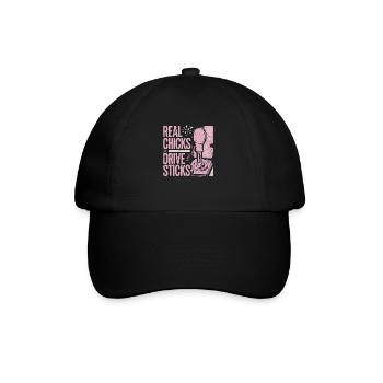 Powerfrauen lieben Gangschaltung - Baseballkappe - Schwarz/Schwarz - Vorne