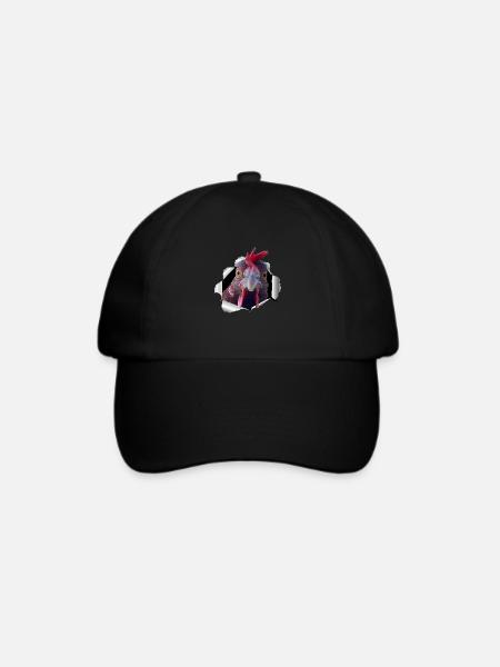 Huhn - zerissenes Papier - Baseballkappe - Schwarz/Schwarz