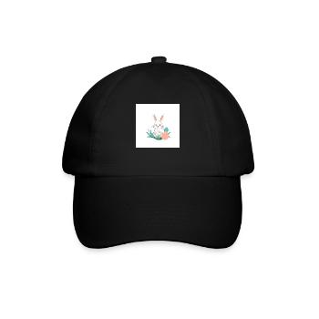 Fröhlicher Hase & Ei-Überraschung - Baseballkappe - Schwarz/Schwarz - Vorne