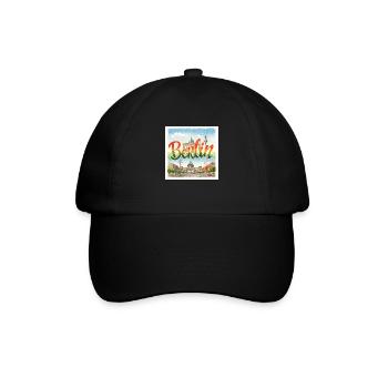 Berlin Aquarell - Baseballkappe - Schwarz/Schwarz - Vorne