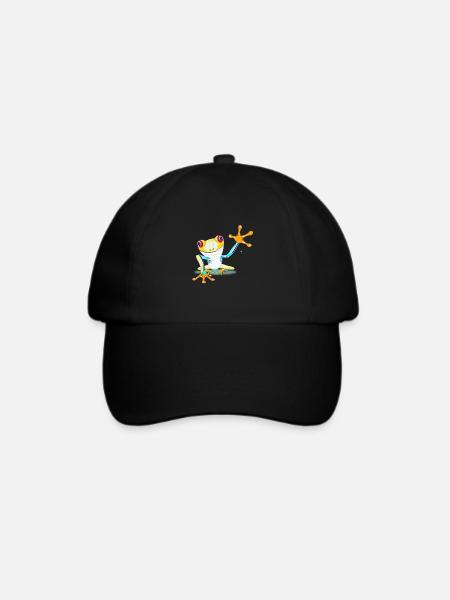 Frosch bunt - Baseballkappe - Schwarz/Schwarz