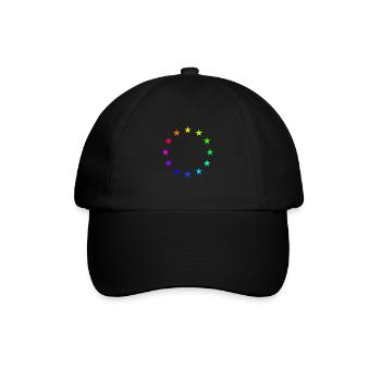bunte Sterne der Europa Flagge - Baseballkappe - Schwarz/Schwarz - Vorne