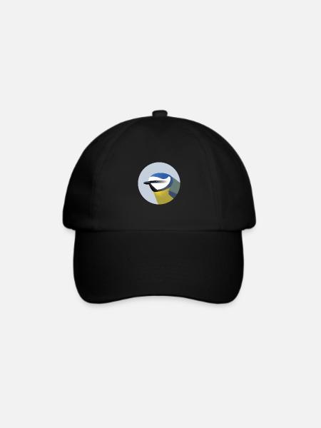 Blaumeise Vogel Porträt / Illustration - Baseballkappe - Schwarz/Schwarz