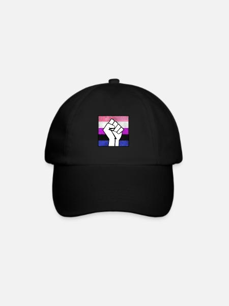 Genderfluid Pride Faust Aufkleber - Baseballkappe - Schwarz/Schwarz