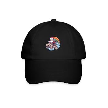 Schildkröte Weihnachtsmann Regenbogen - Baseballkappe - Schwarz/Schwarz - Vorne
