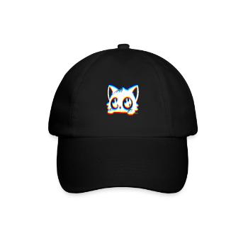 EDM Katze Glitch Style - Baseballkappe - Schwarz/Schwarz - Vorne