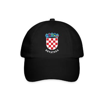 Kroatien wappen Flagge hrvatska t-shirt Fussball - Baseballkappe - Schwarz/Schwarz - Vorne