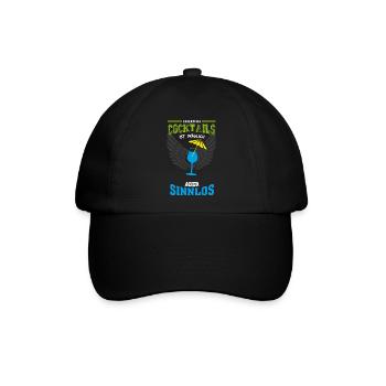 Cocktail mit Schirm Leben sinnlos - Geschenk - Baseballkappe - Schwarz/Schwarz - Vorne