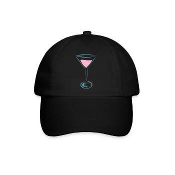 Cocktail Glas für Cocktail Fans - Baseballkappe - Schwarz/Schwarz - Vorne