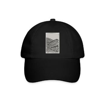 Wellen als Skizze - Baseballkappe - Schwarz/Schwarz - Vorne