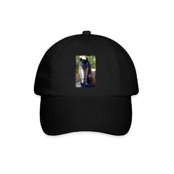 Friesenpferd - Baseballkappe - Schwarz/Schwarz - Vorne
