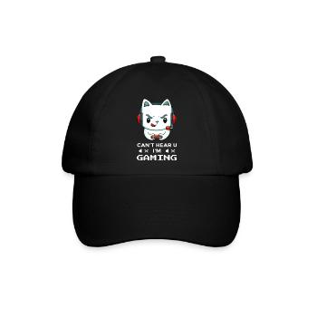 Gaming Katze Gamer Nerd Geschenkidee - Baseballkappe - Schwarz/Schwarz - Vorne