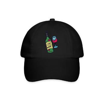 Wein trinken Wein Geschenk Lustiges Wein Shirt - Baseballkappe - Schwarz/Schwarz - Vorne
