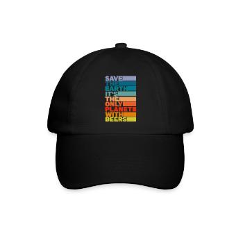 Rette die Erde, es ist der einzige Planet mit Bier - Baseballkappe - Schwarz/Schwarz - Vorne