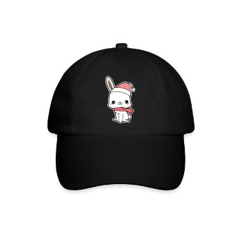 Hase Weihnachten - Baseballkappe - Schwarz/Schwarz - Vorne