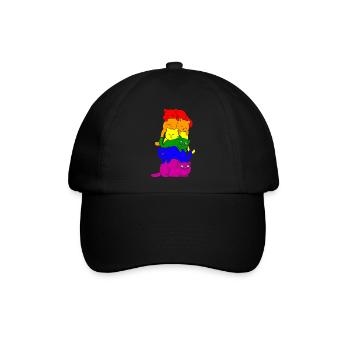 Gay Pride Katzen Stapel - Baseballkappe - Schwarz/Schwarz - Vorne