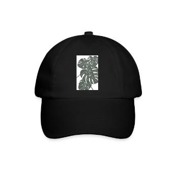 Monstera digital Art grün/weiß - Baseballkappe - Schwarz/Schwarz - Vorne