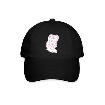 50er Jahre / Frau Porträt / Frauenpower / minavi - Baseballkappe - Schwarz/Schwarz - Vorne