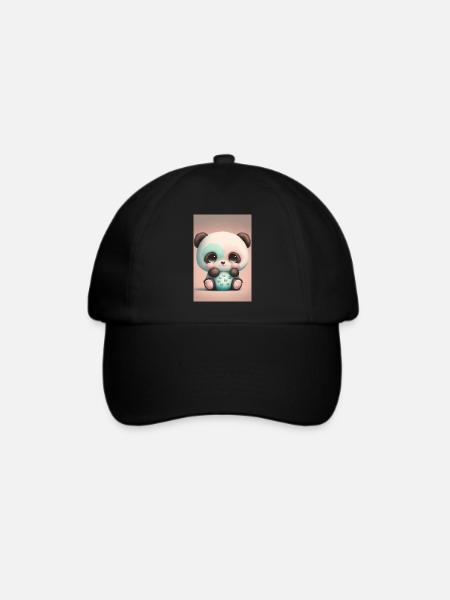 Baby-Panda - Baseballkappe - Schwarz/Schwarz