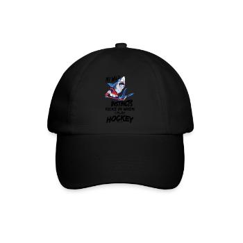 Hai spielt Eishockey - Baseballkappe - Schwarz/Schwarz - Vorne
