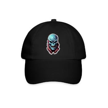 Alien Skull - Blaues Monster - Baseballkappe - Schwarz/Schwarz - Vorne