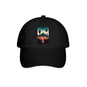 Los Angeles Landschaft Palmen Skyline Hochhäuser - Baseballkappe - Schwarz/Schwarz - Vorne