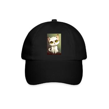 Lustige Katze - Baseballkappe - Schwarz/Schwarz - Vorne