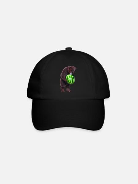 Bär mit Wassermelone - Baseballkappe - Schwarz/Schwarz