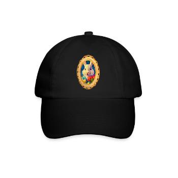 Niedliches Häschen - Baseballkappe - Schwarz/Schwarz - Vorne